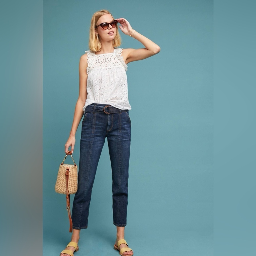 Pilcro Belted Ultra High-Rise Slim Straight Jeans 27